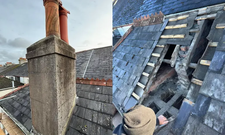 chimney before and after removal