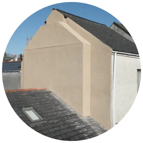 Colour rendered exterior wall