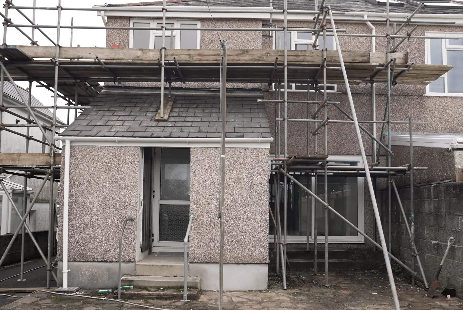 Pebble dashed house